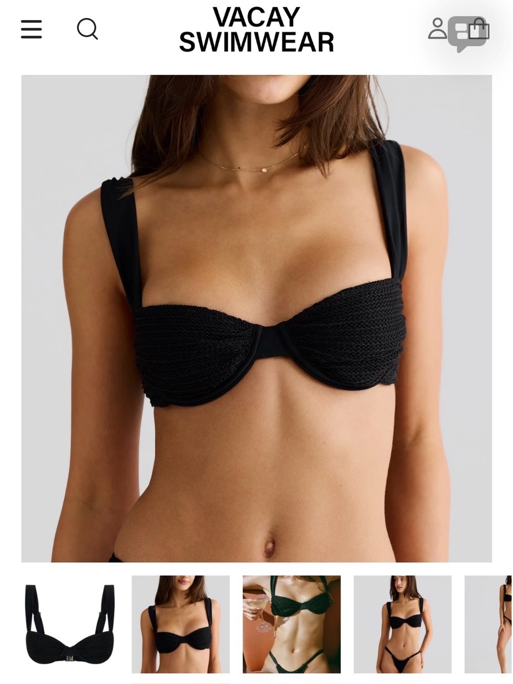 Vacay Swimwear Rhodes top in NERO